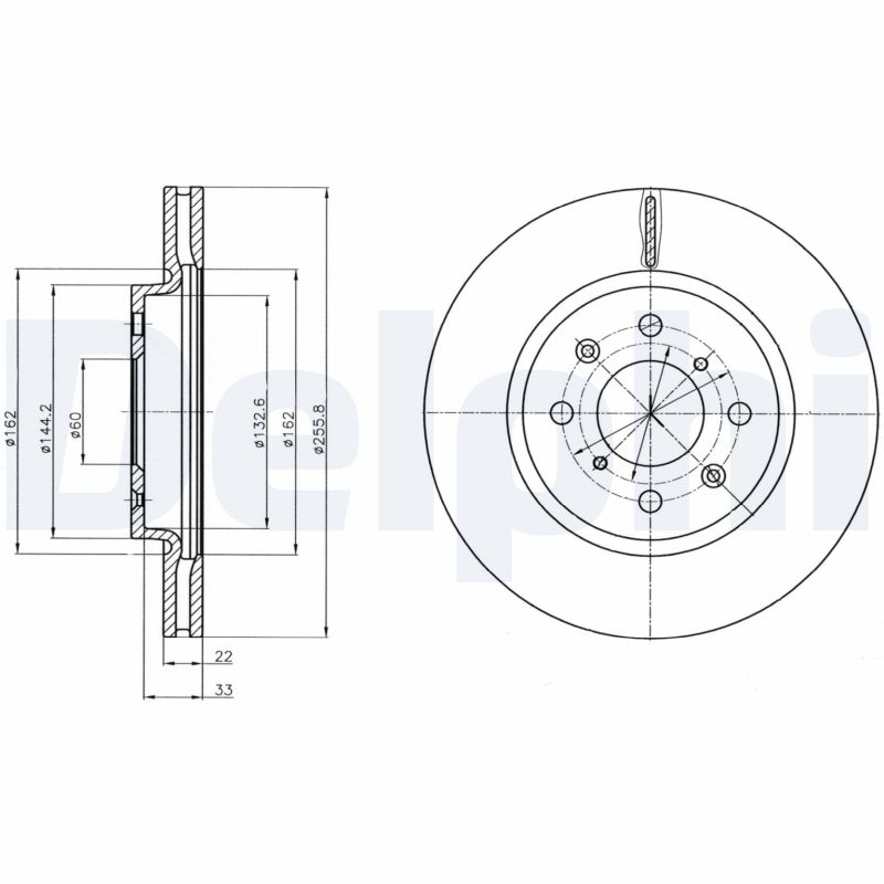DELPHI Bremseskive bg4340 255mm 22mm for SUZUKI