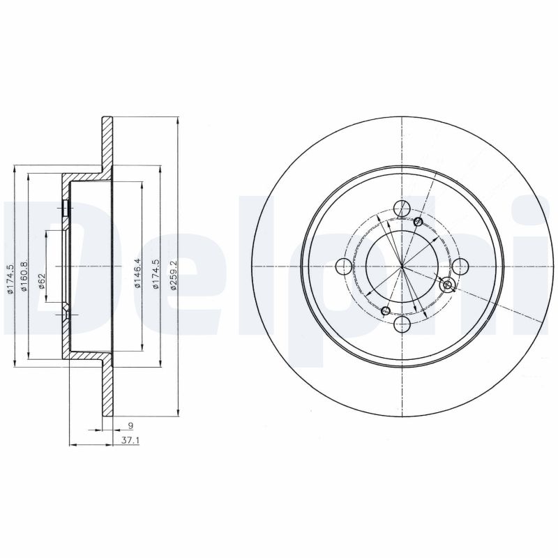 DELPHI Bremseskive bg4345 259mm 9mm for SUZUKI