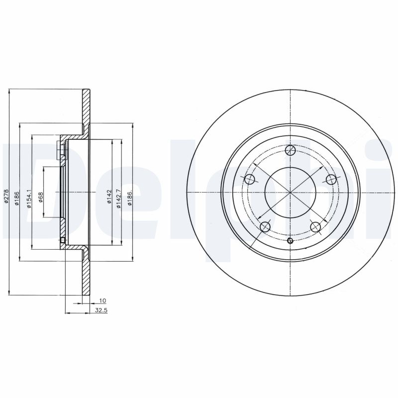 DELPHI Bremseskive bg4534c 278mm 10mm for MAZDA