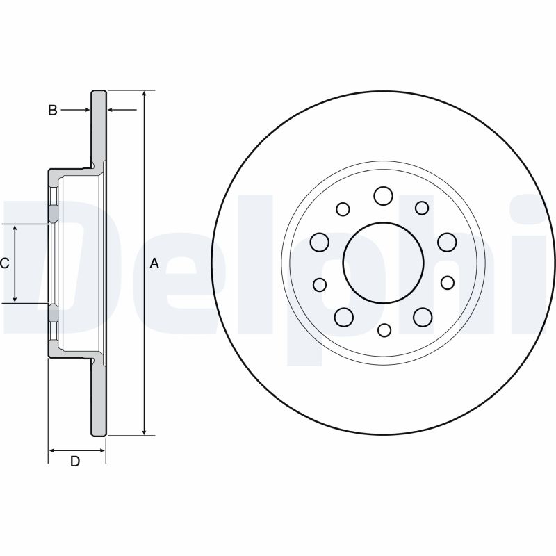 DELPHI Bremseskive bg4655c 251mm 10mm for FIAT