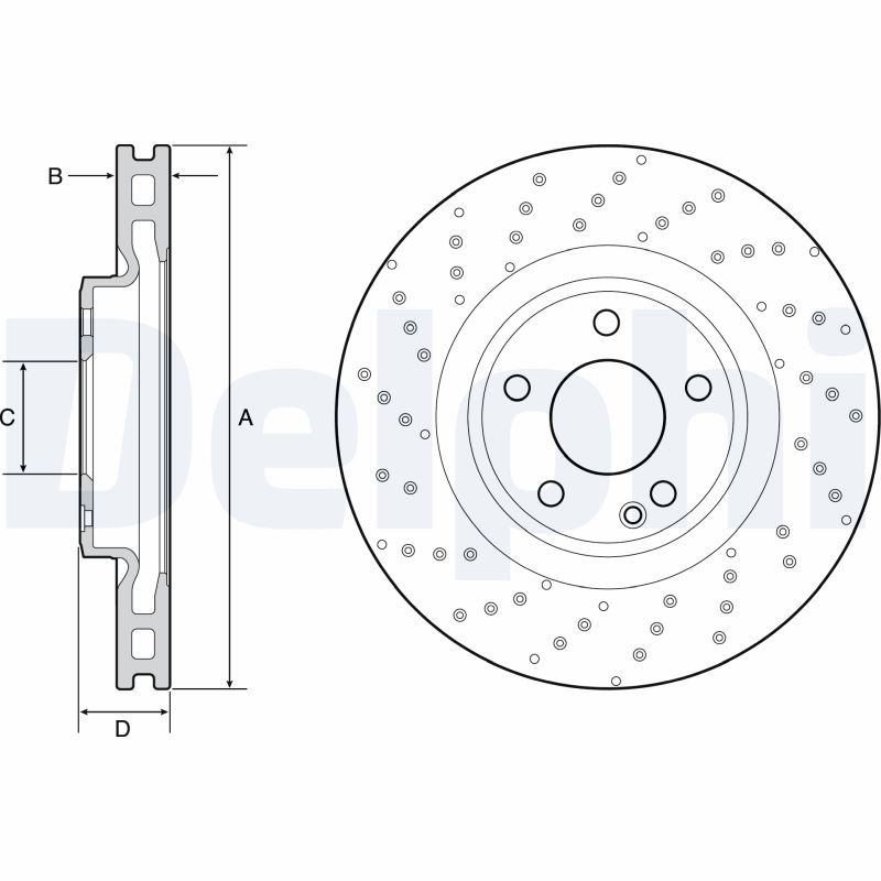 DELPHI Bremseskive bg4658c perforeret 320mm 30mm for BEIJING BENZ (BBDC) MERCEDES-BENZ