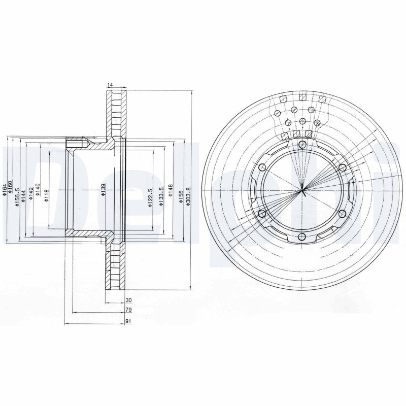 DELPHI Bremseskive bg473 304mm 30mm for MERCEDES-BENZ