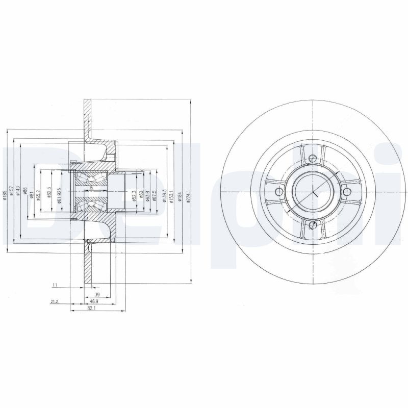 DELPHI Bremseskive bg9029rs 274mm 11mm for RENAULT