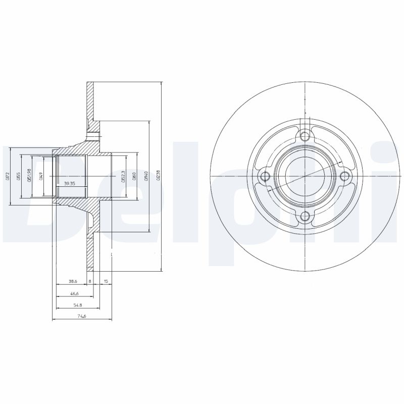 DELPHI Bremseskive bg9033rs 238mm 8mm for RENAULT