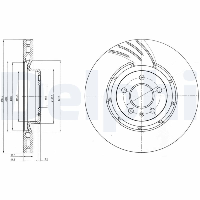 DELPHI Bremseskive bg9052 345mm 30mm for AUDI