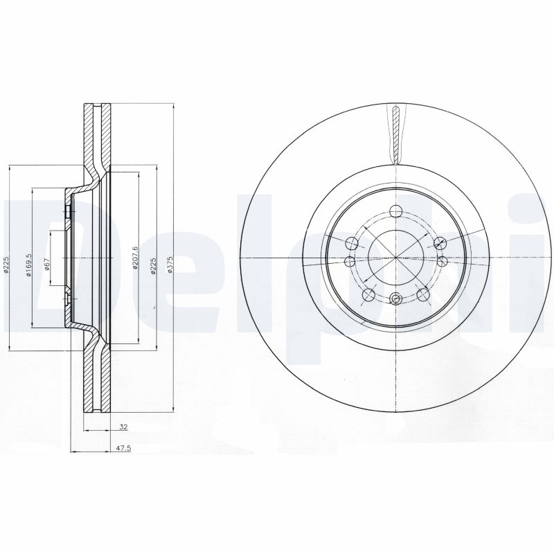 DELPHI Bremseskive bg9060c 375mm 32mm for MERCEDES-BENZ