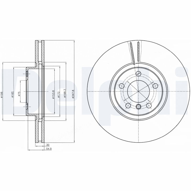 DELPHI Bremseskive bg9063c 348mm 30mm for BMW