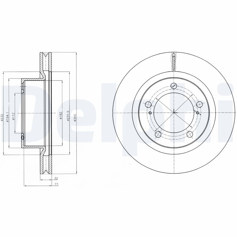 DELPHI Bremseskive bg9067 340mm 32mm for TOYOTA (FAW)