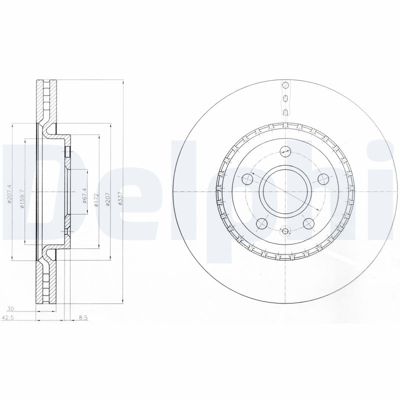 DELPHI Bremseskive bg9068 337mm 30mm for OPEL VAUXHALL