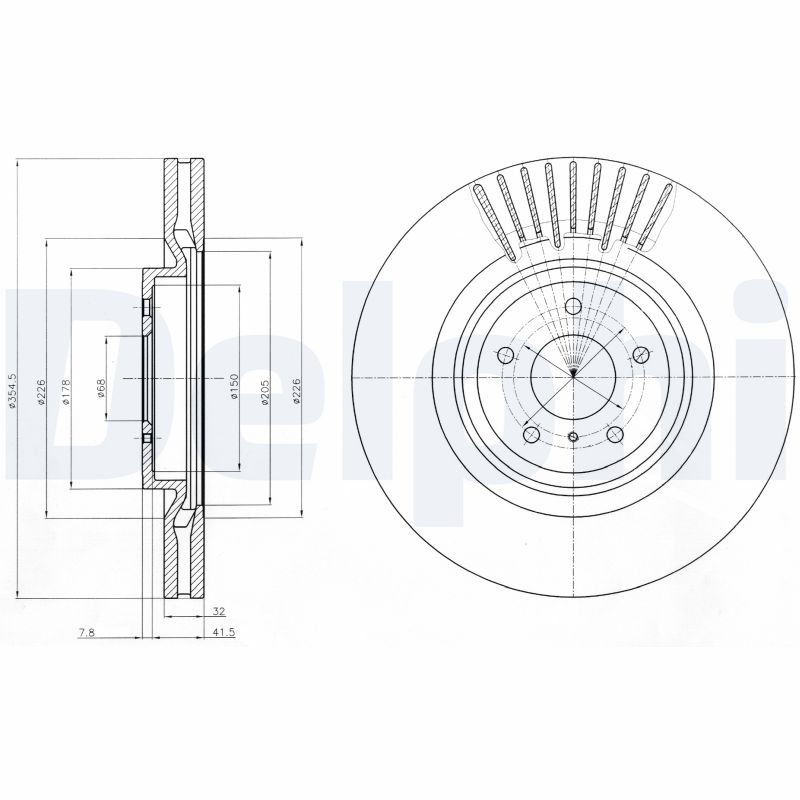 DELPHI Bremseskive bg9073c 354mm 32mm for INFINITI