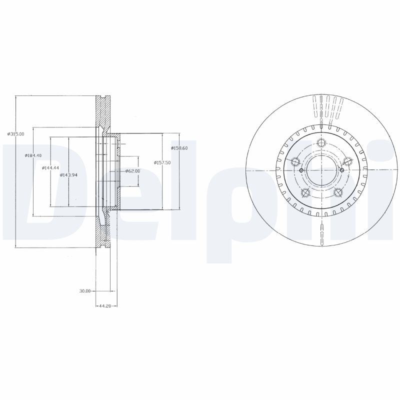 DELPHI Bremseskive bg9074 315mm 30mm for LEXUS