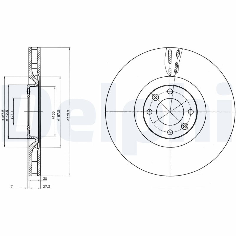 DELPHI Bremseskive bg9107c 340mm 30mm for DS