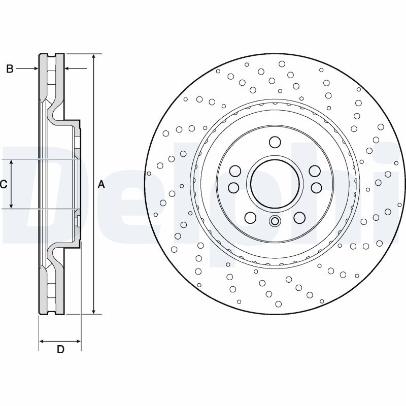 DELPHI Bremseskive bg9149c perforeret 350mm 32mm for MERCEDES-BENZ
