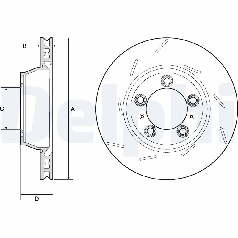 DELPHI Bremseskive bg9164c lukket/perforeret 330mm 28mm for PORSCHE