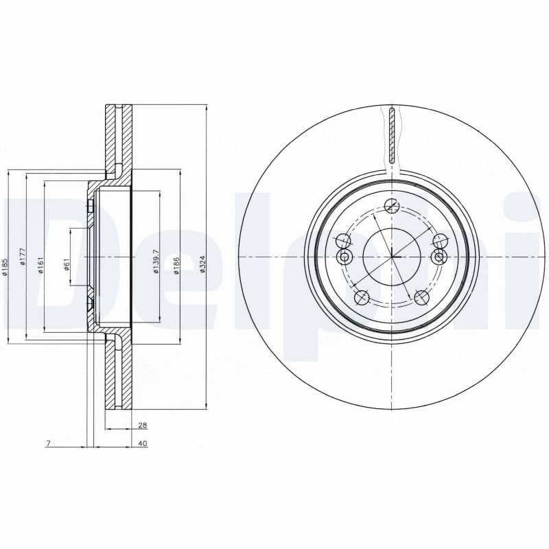 DELPHI Bremseskive bg9687 324mm 28mm for RENAULT