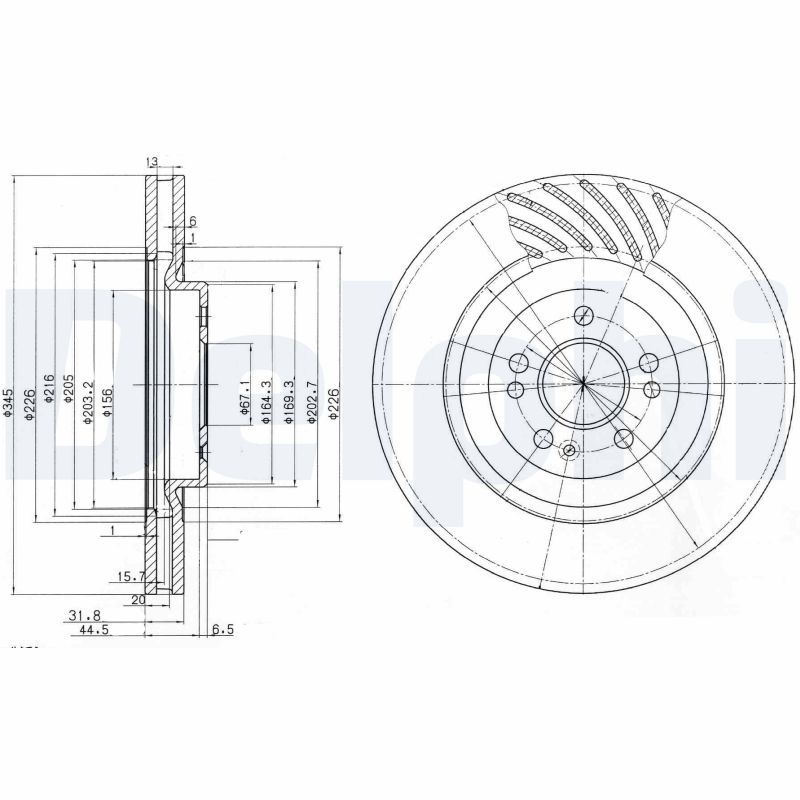 DELPHI Bremseskive bg9759 345mm 32mm for MERCEDES-BENZ