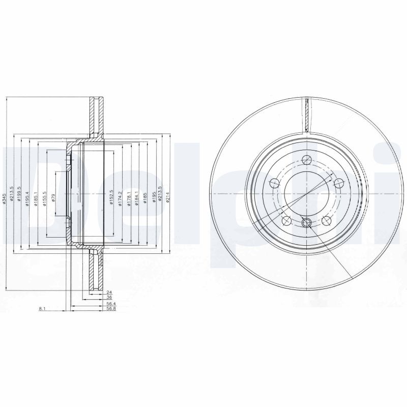 DELPHI Bremseskive bg9789 345mm 24mm for BMW