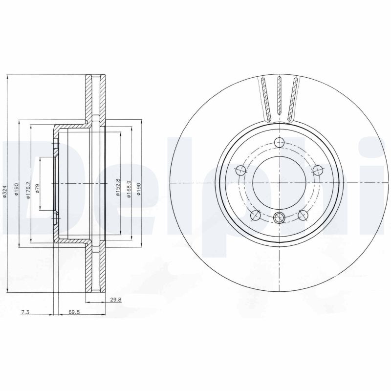 DELPHI Bremseskive bg9871c 324mm 30mm for BMW (BRILLIANCE) BMW