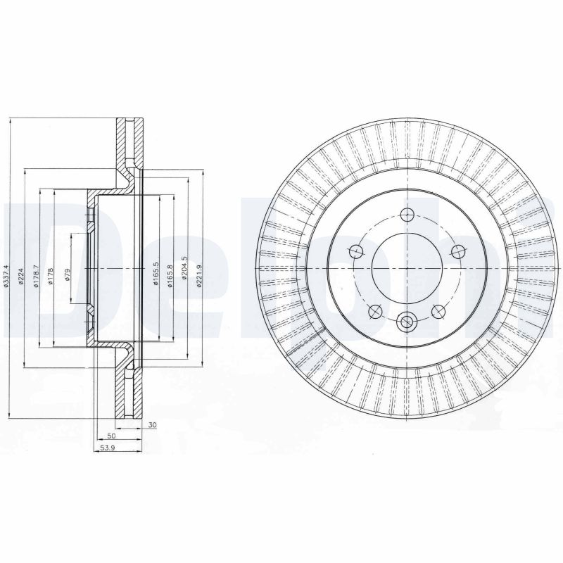 DELPHI Bremseskive bg9926 337mm 30mm for LAND ROVER