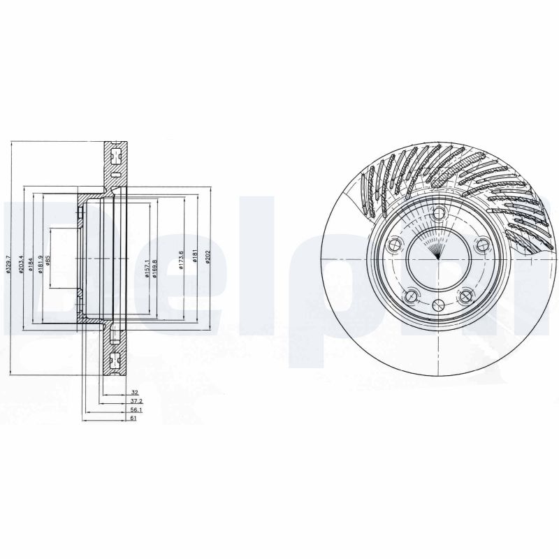 DELPHI Bremseskive bg9949 330mm 32mm for VW PORSCHE