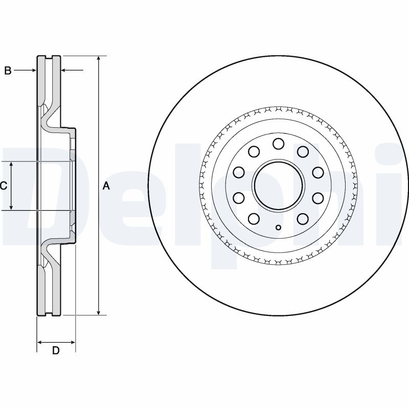 DELPHI Bremseskive bg9952 345mm 30mm for VW AUDI