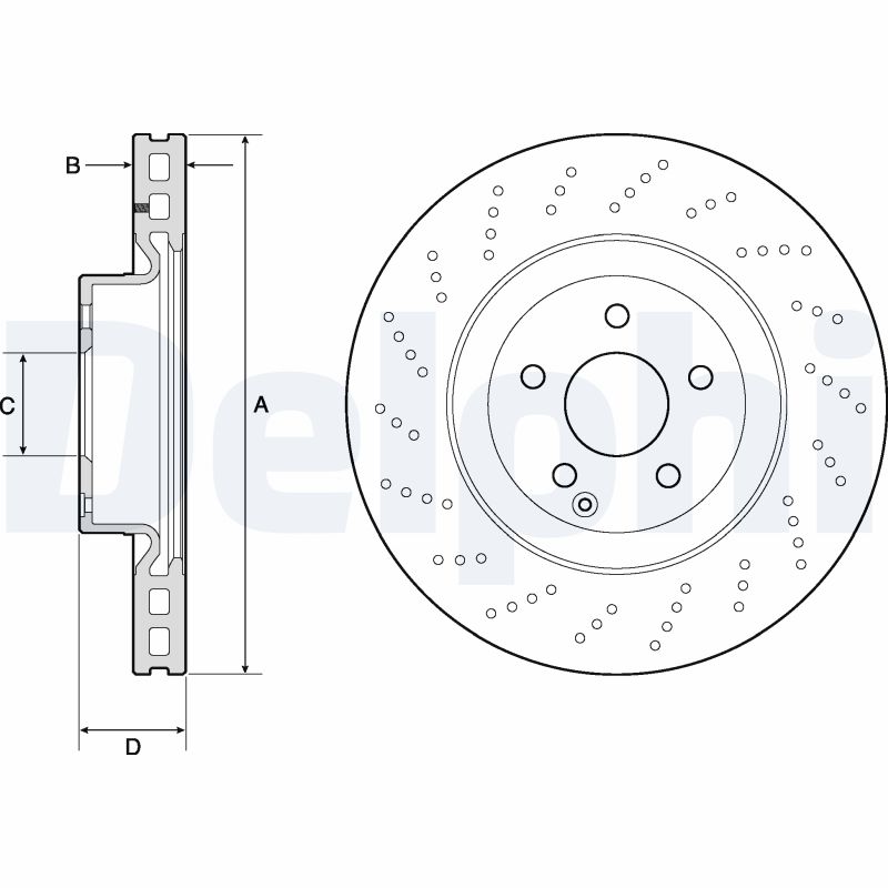 DELPHI Bremseskive bg9188c perforeret 344mm 32mm for MERCEDES-BENZ
