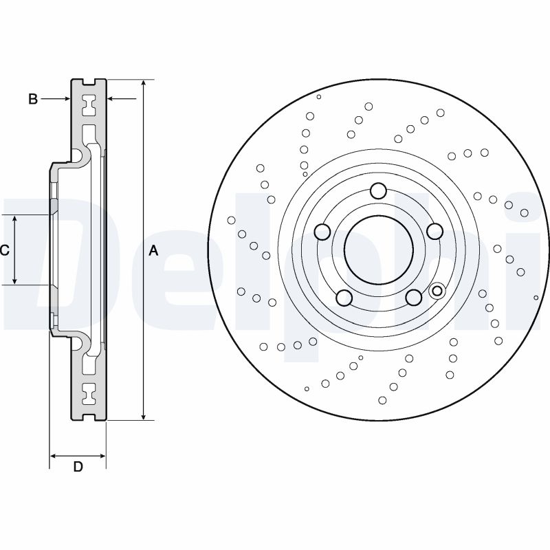 DELPHI Bremseskive bg9189c perforeret 322mm 32mm for MERCEDES-BENZ