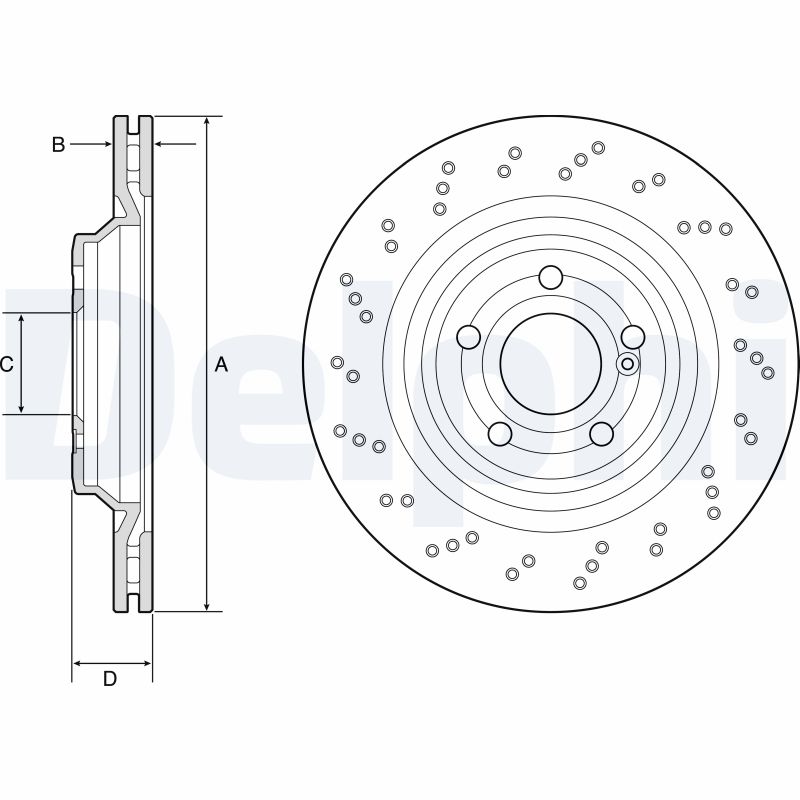 DELPHI Bremseskive bg4920c perforeret 320mm 24mm for MERCEDES-BENZ
