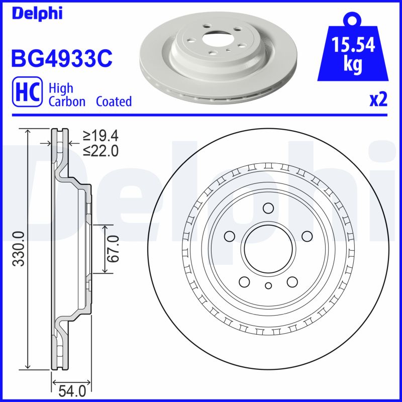 DELPHI Bremseskive bg4933c 330mm 22mm for MERCEDES-BENZ BEIJING BENZ (BBDC)