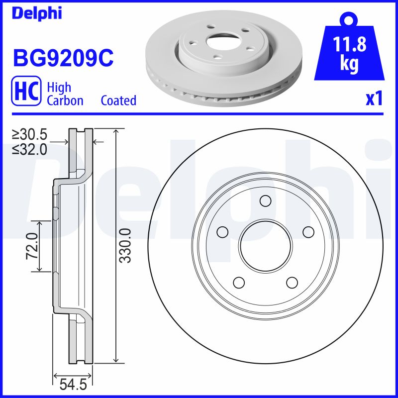 DELPHI Bremseskive bg9209c 330mm 32mm for JEEP
