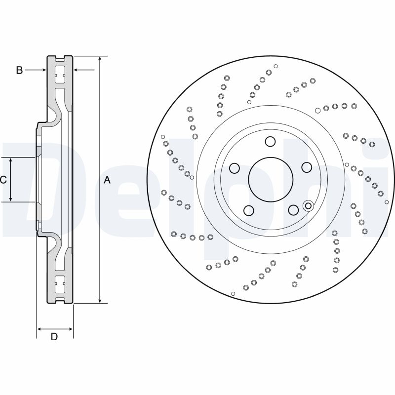 DELPHI Bremseskive bg9222c perforeret 360mm 36mm for MERCEDES-BENZ