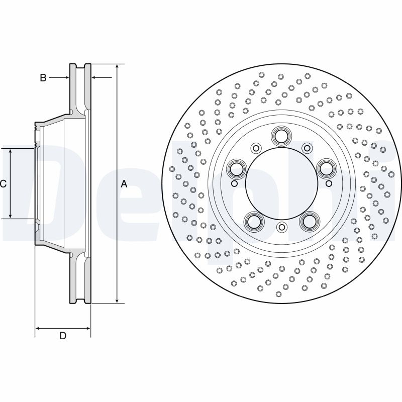 DELPHI Bremseskive bg9225c perforeret 330mm 28mm for PORSCHE