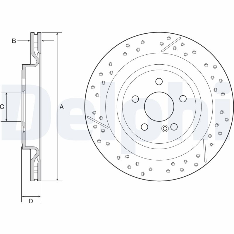 DELPHI Bremseskive bg4958c lukket/perforeret 330mm 22mm for MERCEDES-BENZ