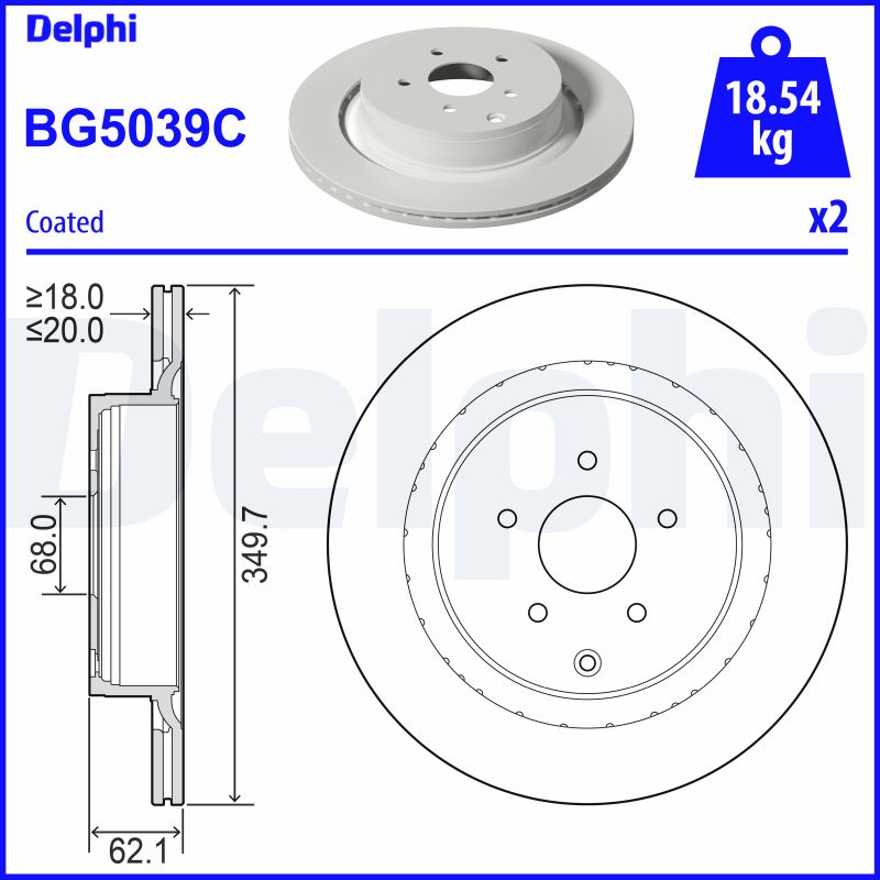DELPHI Bremseskive bg5039c 350mm 20mm for INFINITI