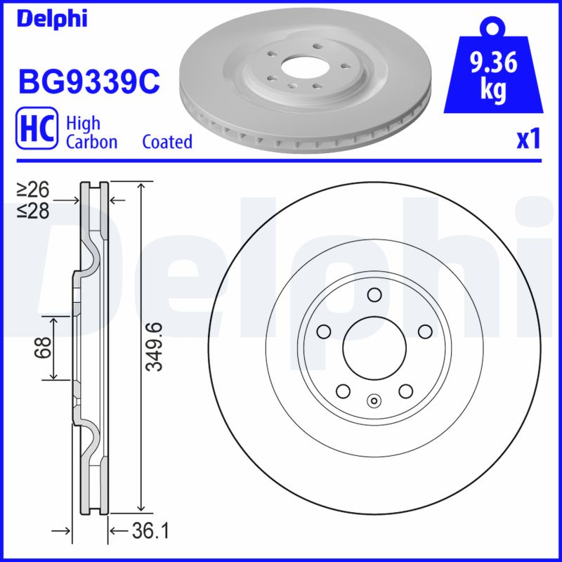 DELPHI Bremseskive bg9339c 350mm 28mm for AUDI AUDI (FAW)