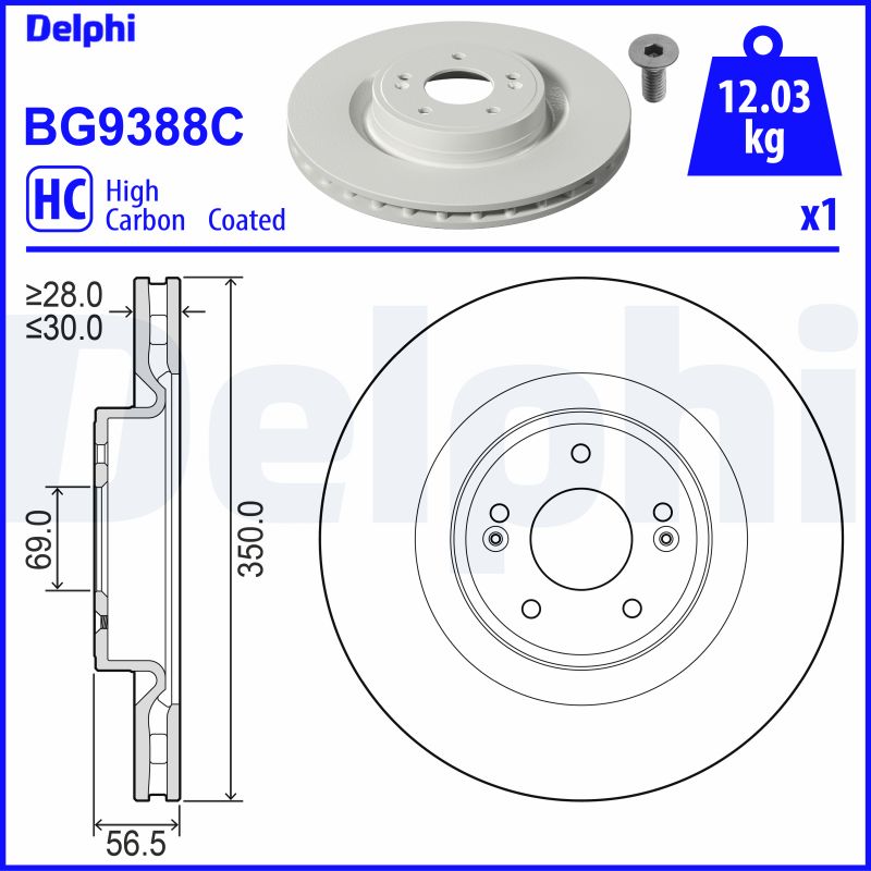 DELPHI Bremseskive bg9388c 350mm 30mm for GENESIS