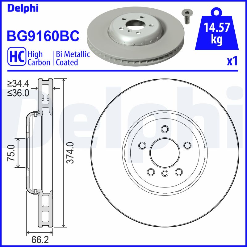 DELPHI Bremseskive bg9160bc Todelt bremseskive 374mm 36mm for BMW