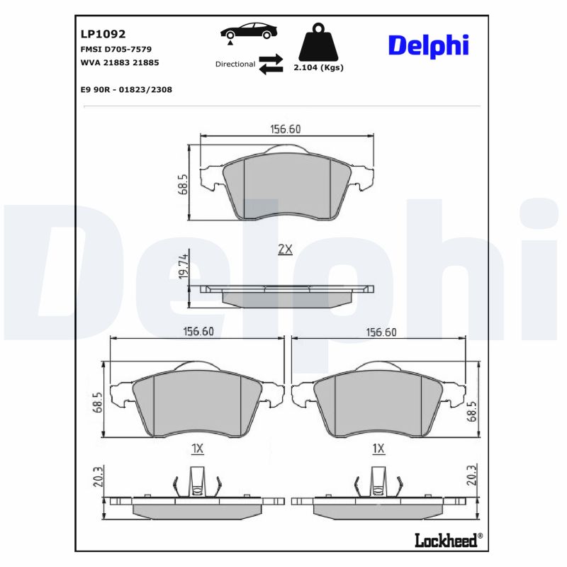 DELPHI Bremseklodser lp1092 for VW