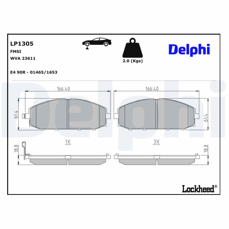 DELPHI Bremseklodser lp1305 for NISSAN