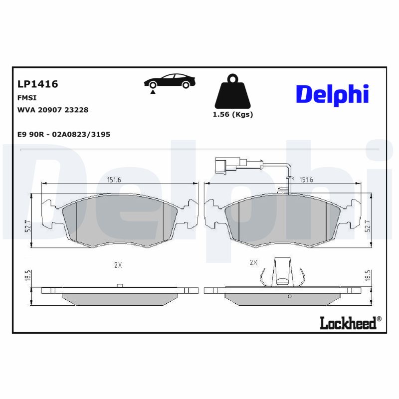 DELPHI Bremseklodser lp1416 for FIAT