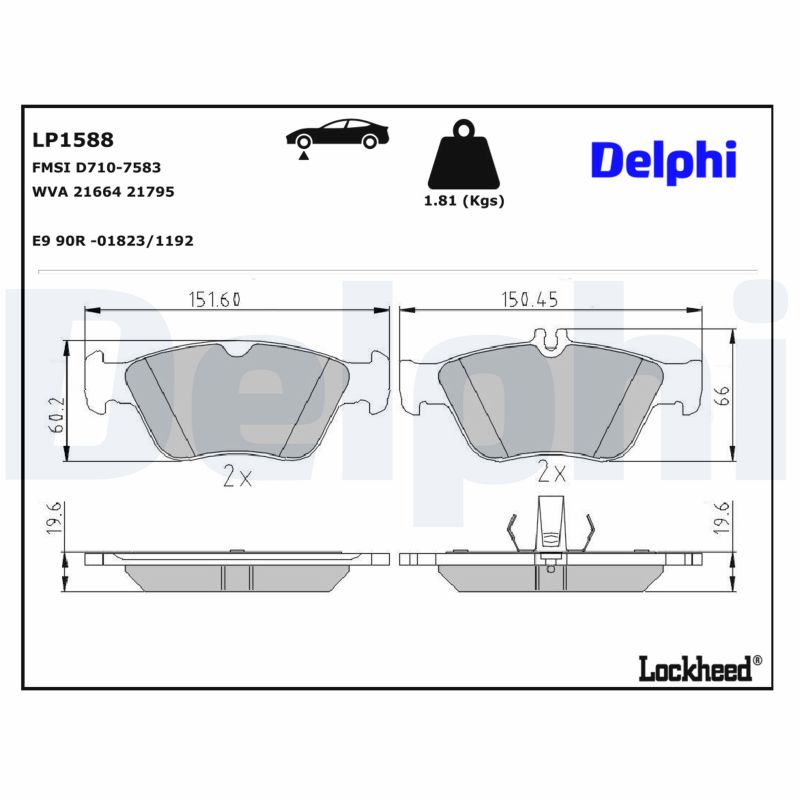 DELPHI Bremseklodser lp1588 for MERCEDES-BENZ