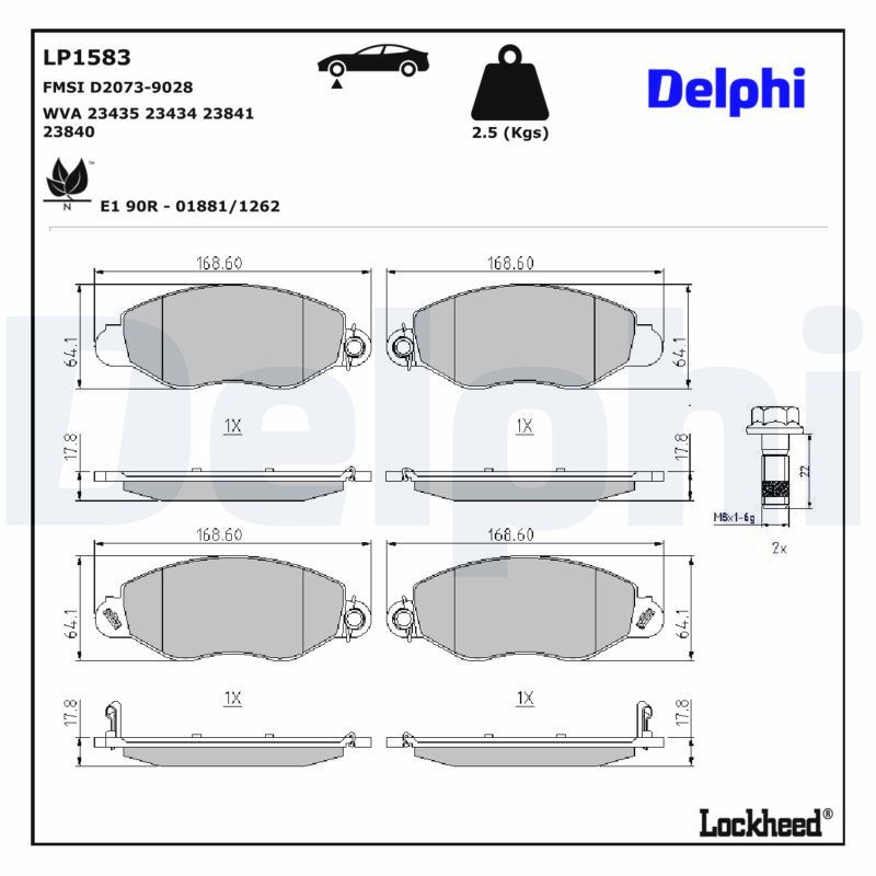 DELPHI Bremseklodser lp1583 for FORD