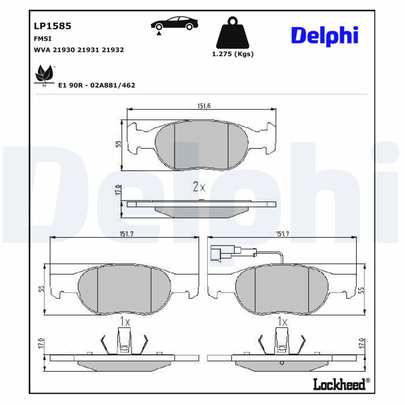 DELPHI Bremseklodser lp1585 for LANCIA FIAT