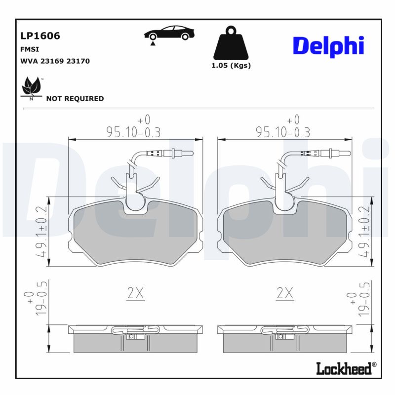 DELPHI Bremseklodser lp1606 for PEUGEOT