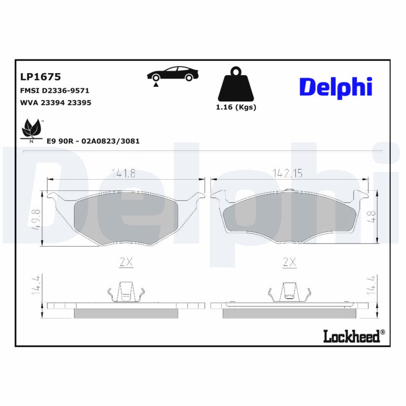 DELPHI Bremseklodser lp1675 for VW