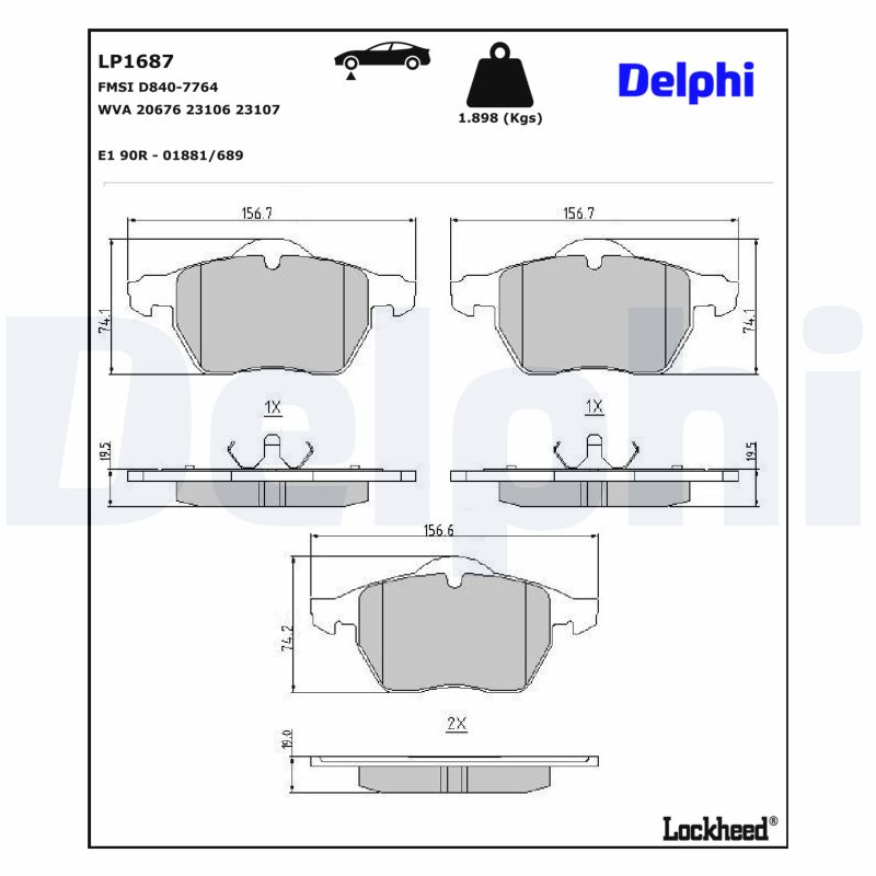 DELPHI Bremseklodser lp1687 for VOLVO