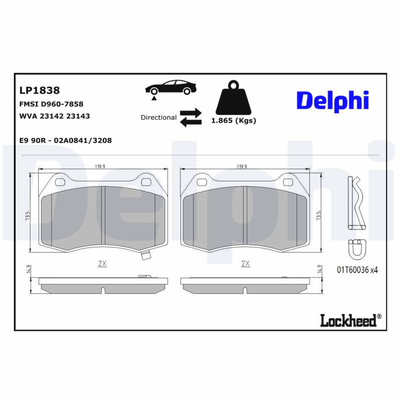 DELPHI Bremseklodser lp1838 for NISSAN INFINITI