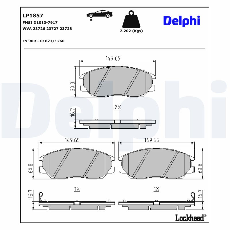 DELPHI Bremseklodser lp1857 for SSANGYONG HYUNDAI KIA
