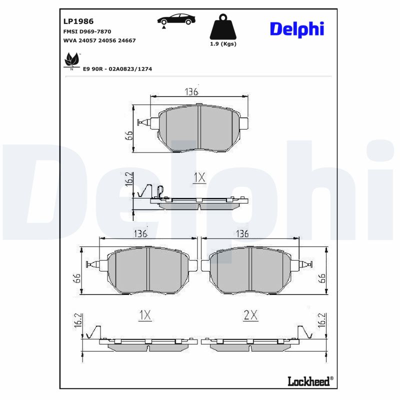 DELPHI Bremseklodser lp1986 for NISSAN INFINITI