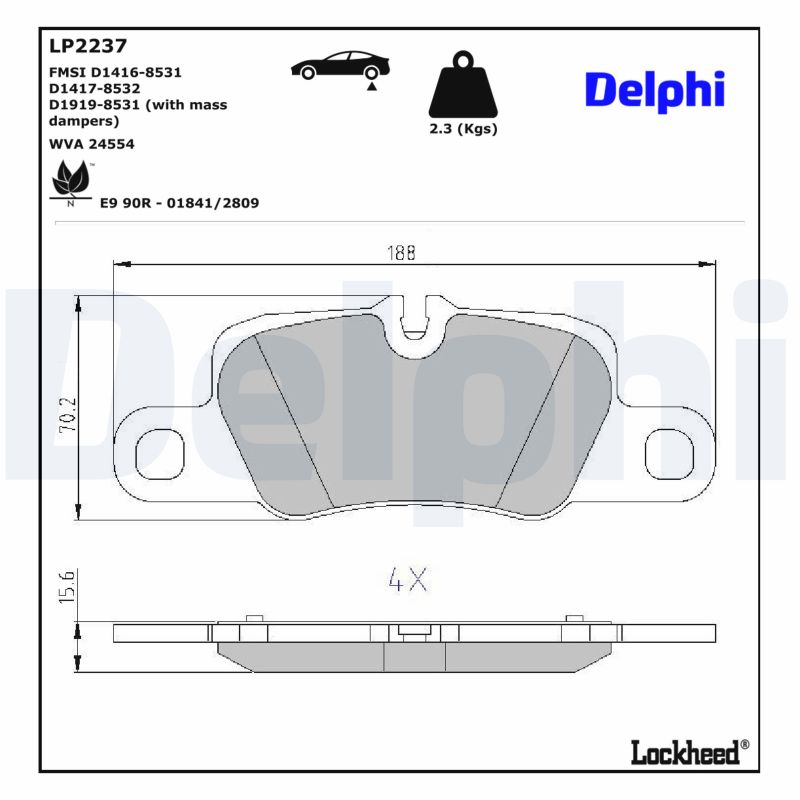 DELPHI Bremseklodser lp2237 for PORSCHE